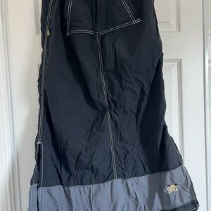 90’s Rave BUGGIRL Long Nylon Cargo Skirt w/ Kangaroo Pockets & Drawstring | L